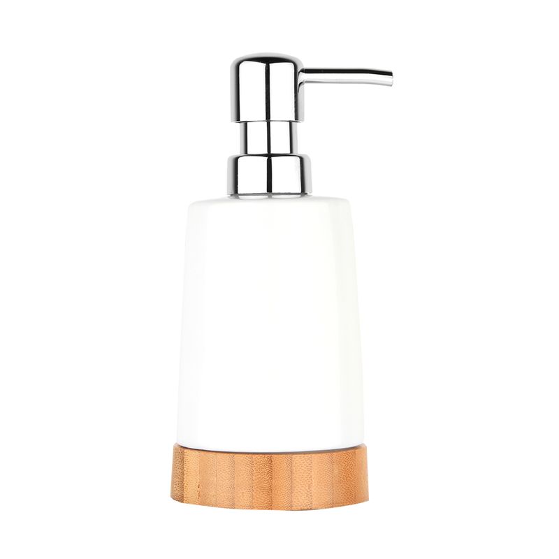 Dispensador-Jabon-Natural-9-8-17Cm-Ceramica-Blanco-Bamboo---