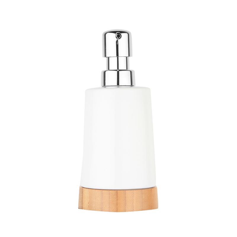 Dispensador-Jabon-Natural-9-8-17Cm-Ceramica-Blanco-Bamboo---