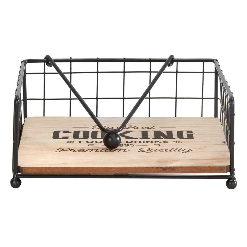 Servilletero-Cooking-19-19-8Cm-Metal-Mdf-Natural-Negro------