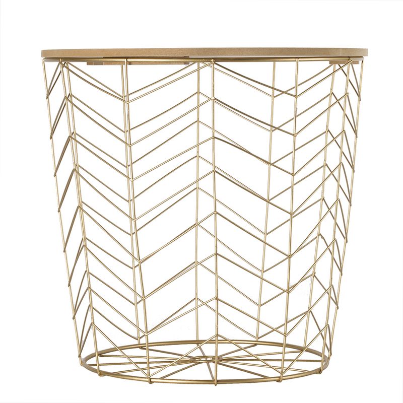 Canasta-C-Tapa-Espina-39-39-38.5Cm-Metal--Madera-Dorado-----