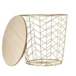 Canasta-C-Tapa-Espina-39-39-38.5Cm-Metal--Madera-Dorado-----