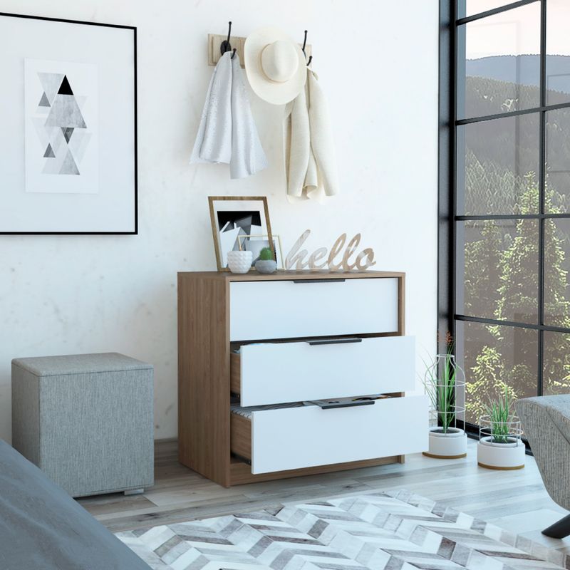 Comoda-Kaia-3-Caj-68.7-70-41.3Cm-Lam-Miel-Blanco