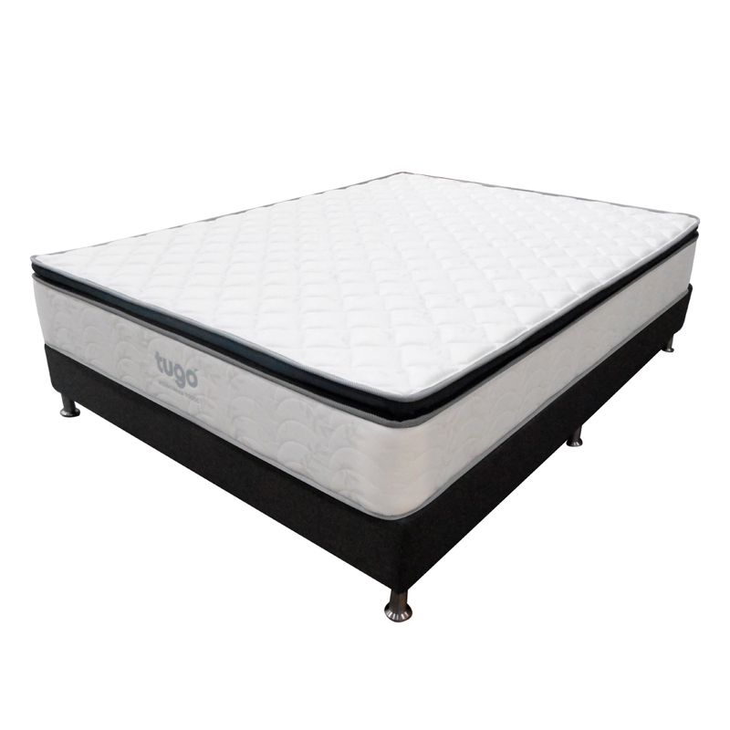 Combo-Colchon-One-Pillow-Extra-Doble-190-160-28Cm-Base-Cama-Gris-Blanco
