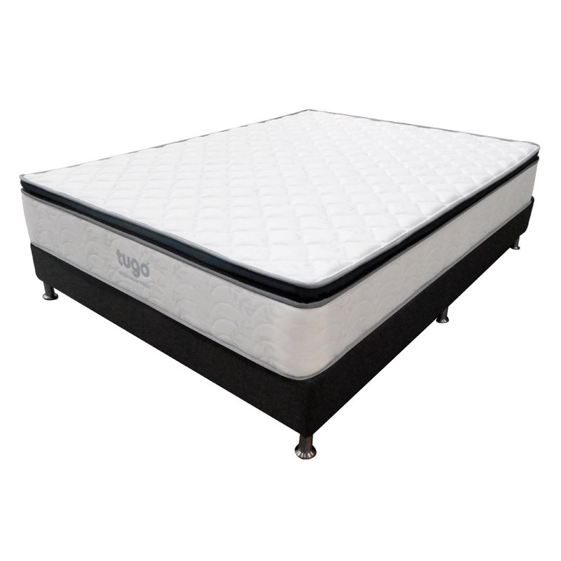 Combo-Colchon-One-Pillow-Sencillo-190-100-28Cm-Base-Cama-Gris-Blanco