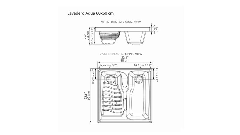 COMBO LAVADERO AQUA + MUEBLE RH PISO 60X60CM