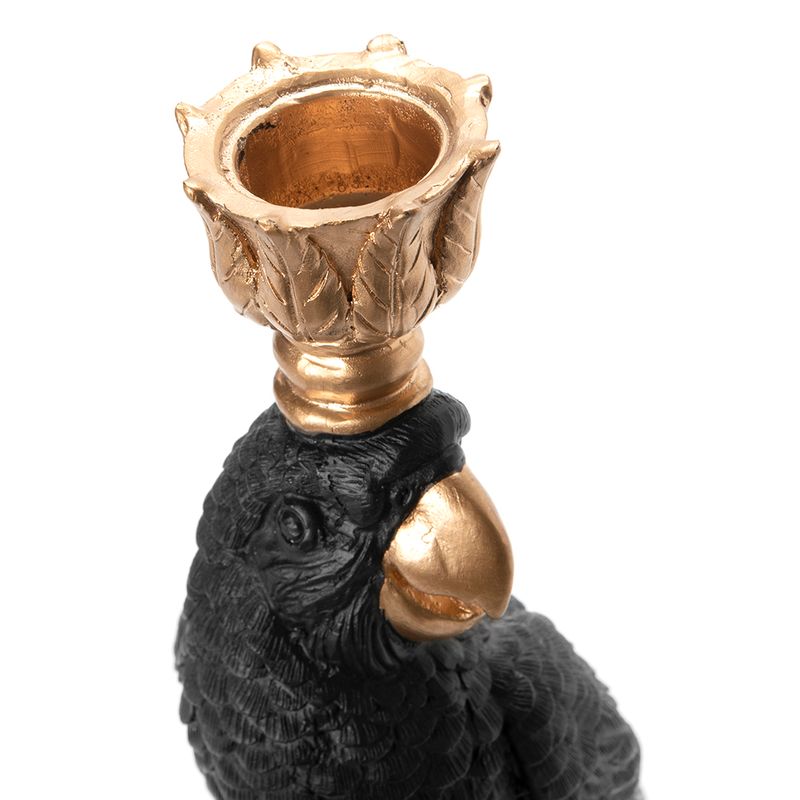Portavela-Loro-Negro-Dorado