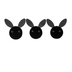 Set*3 Perchero De Pared Conejo Negro