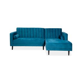 Sofácama En L Akane Terciopelo Azul