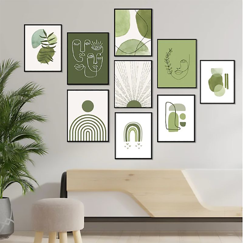 Set-9-Cuadros-Geometricos-Verde-60-40-3cm-Mdf