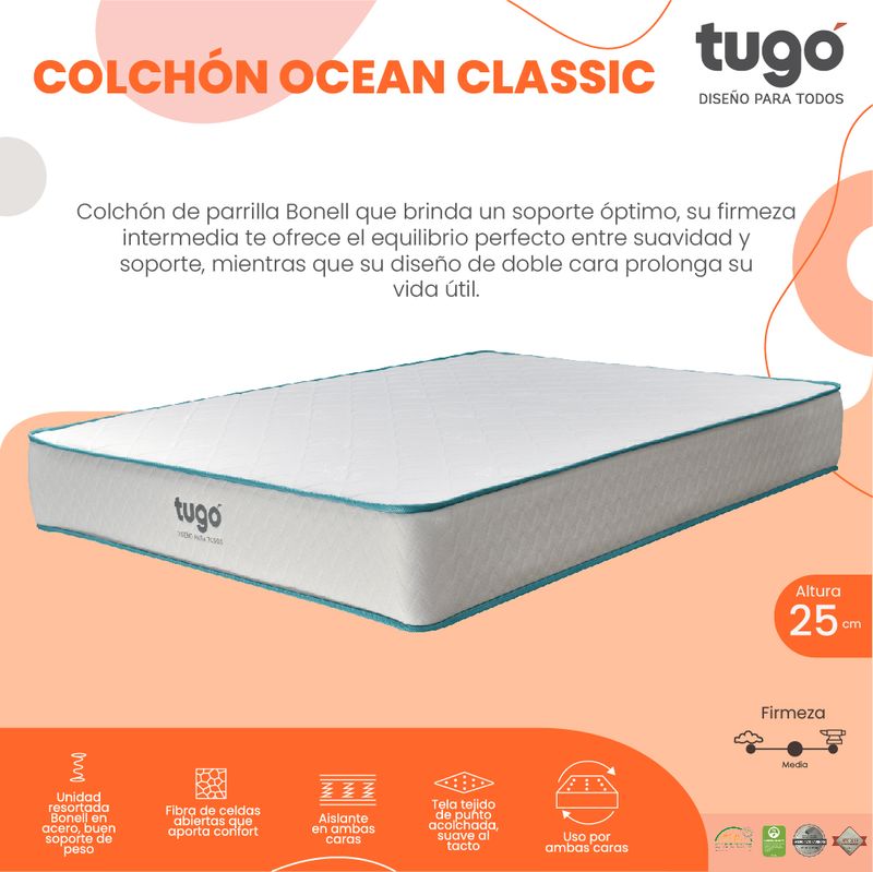Combo-Colchon-Ocean-Classic-Doble--Protector-Almohada-Blanco