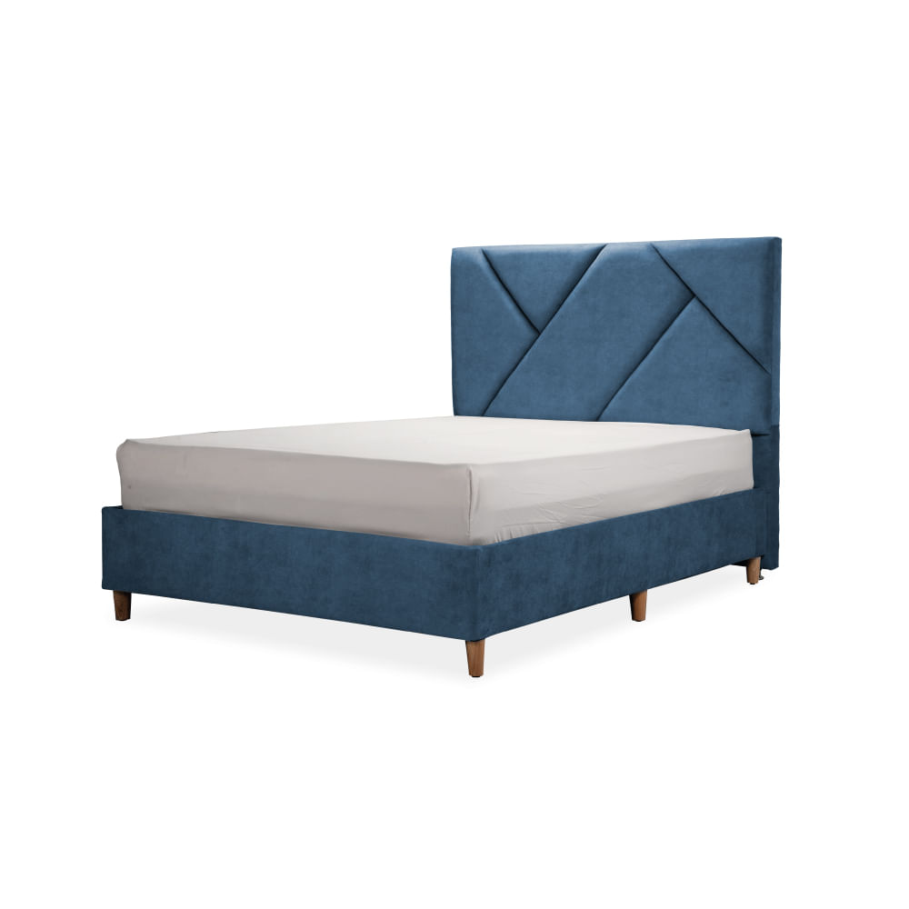 Combo-Base-Cama---Cabecero---Colchon-Doble-Hampton-Azul