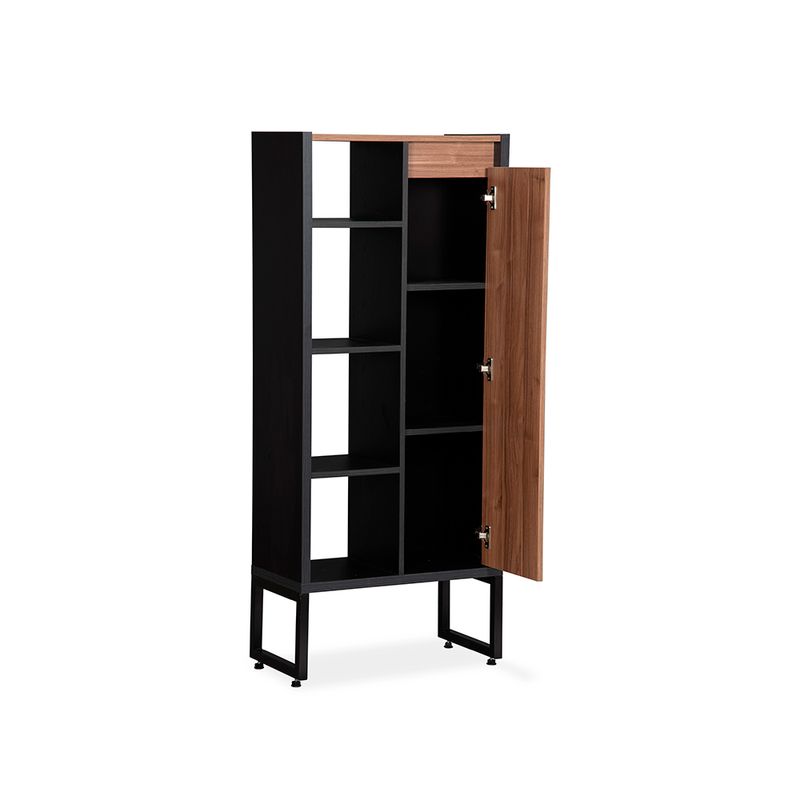Biblioteca-Oru-Con-Puerta-Laminado-Metal-Nogal-Negro