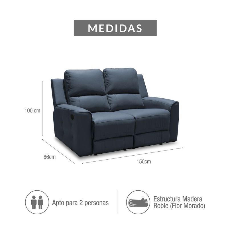 Sofa-2-Puestos-Duke-Reclinable-Electrico-Azul-Navy