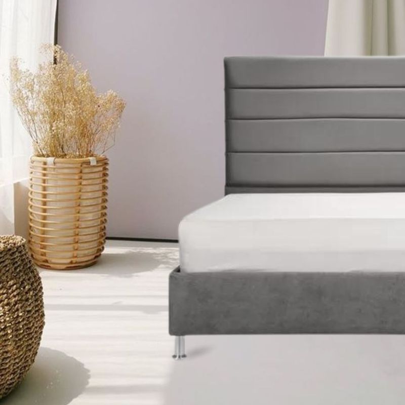 Combo-Base-Cama-Cabecero-Colchon-Doble-Horizon-Gris-Plata-Pata-Cromada