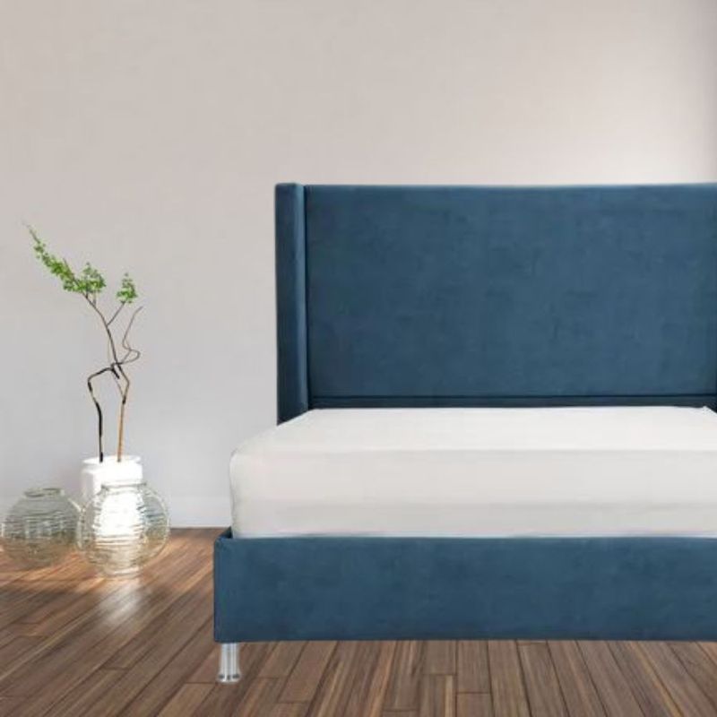 Combo-Base-Cama-Cabecero-Colchon-Extradoble-Dublin-Azul-Indigo-Pata-Cromada