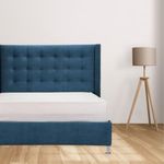Combo-Base-Cama-Cabecero-Colchon-King-Venus-Azul-Indigo-Pata-Cromada