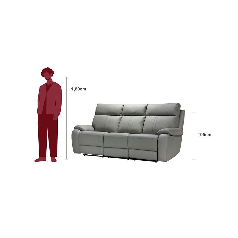 Sofa-Tamis-3-Puestos-Reclinable-Electrico-Cuero-Pvc-Gris