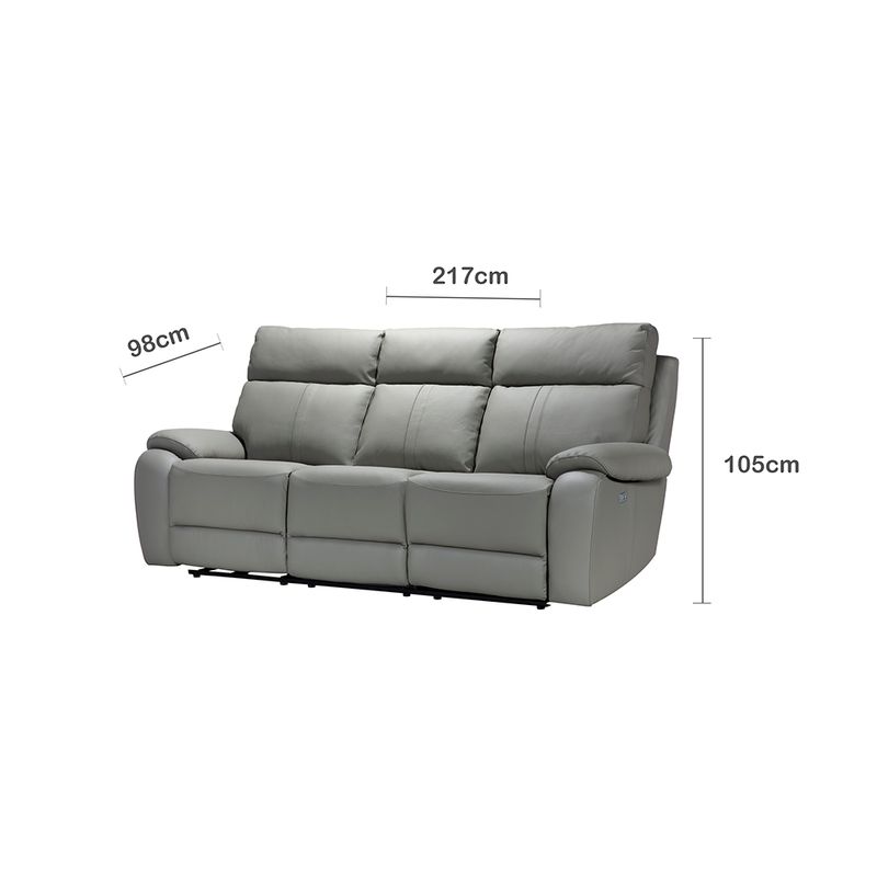 Sofa-Tamis-3-Puestos-Reclinable-Electrico-Cuero-Pvc-Gris
